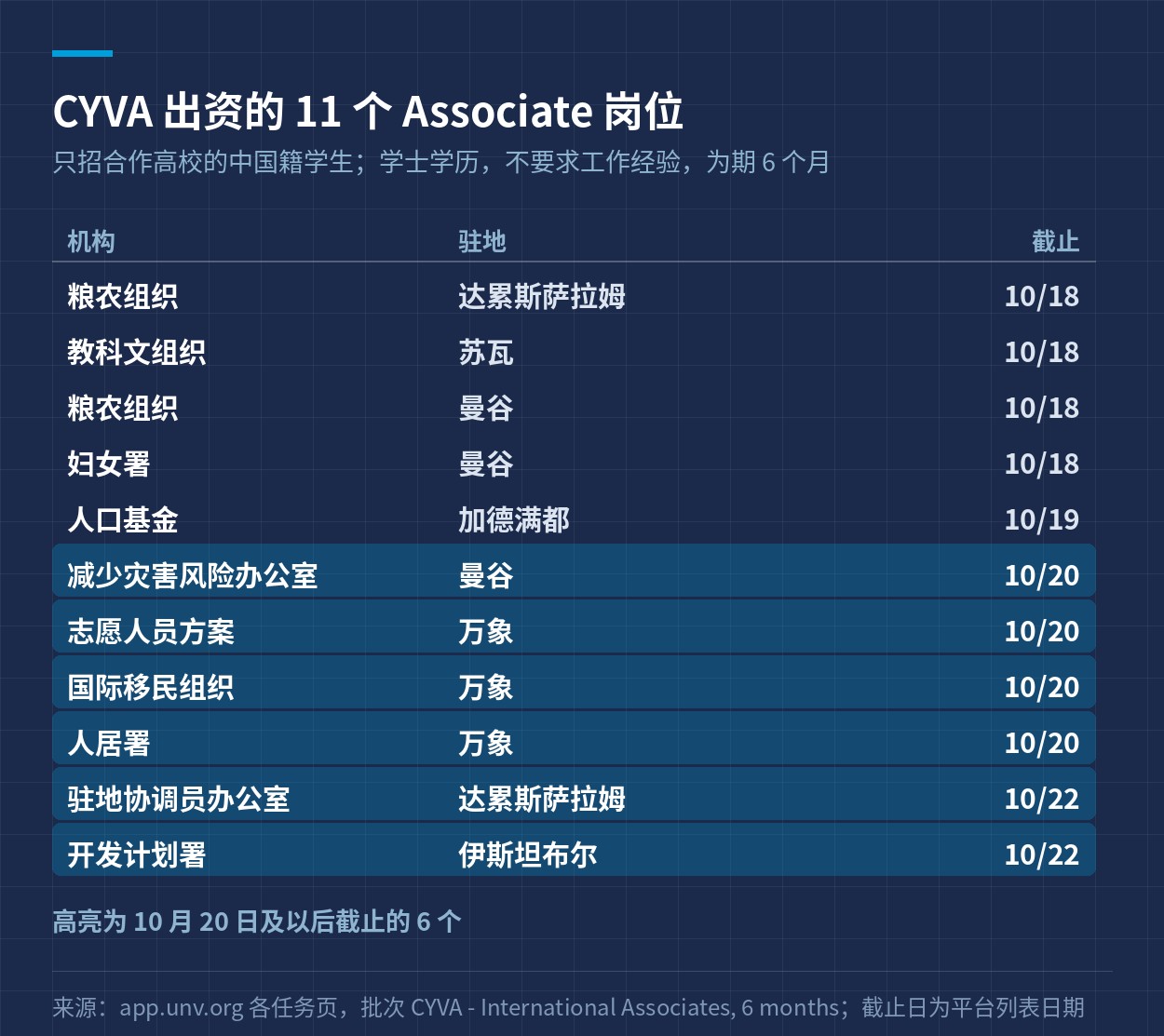 CYVA 出资的 11 个 Associate 岗位