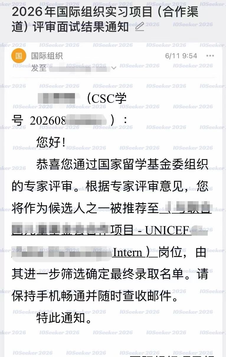 CSC 合作渠道评审推荐结果 · UNICEF 联合国儿童基金会岗位（已脱敏）